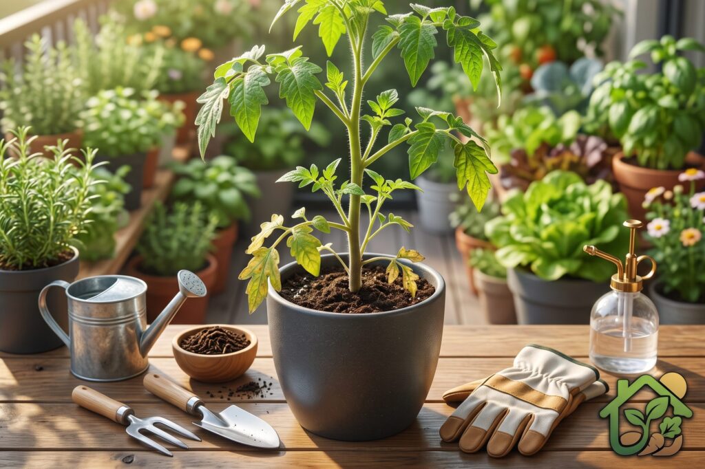 Planta en maceta con nuevos brotes verdes que muestran su recuperación tras recibir los cuidados adecuados.